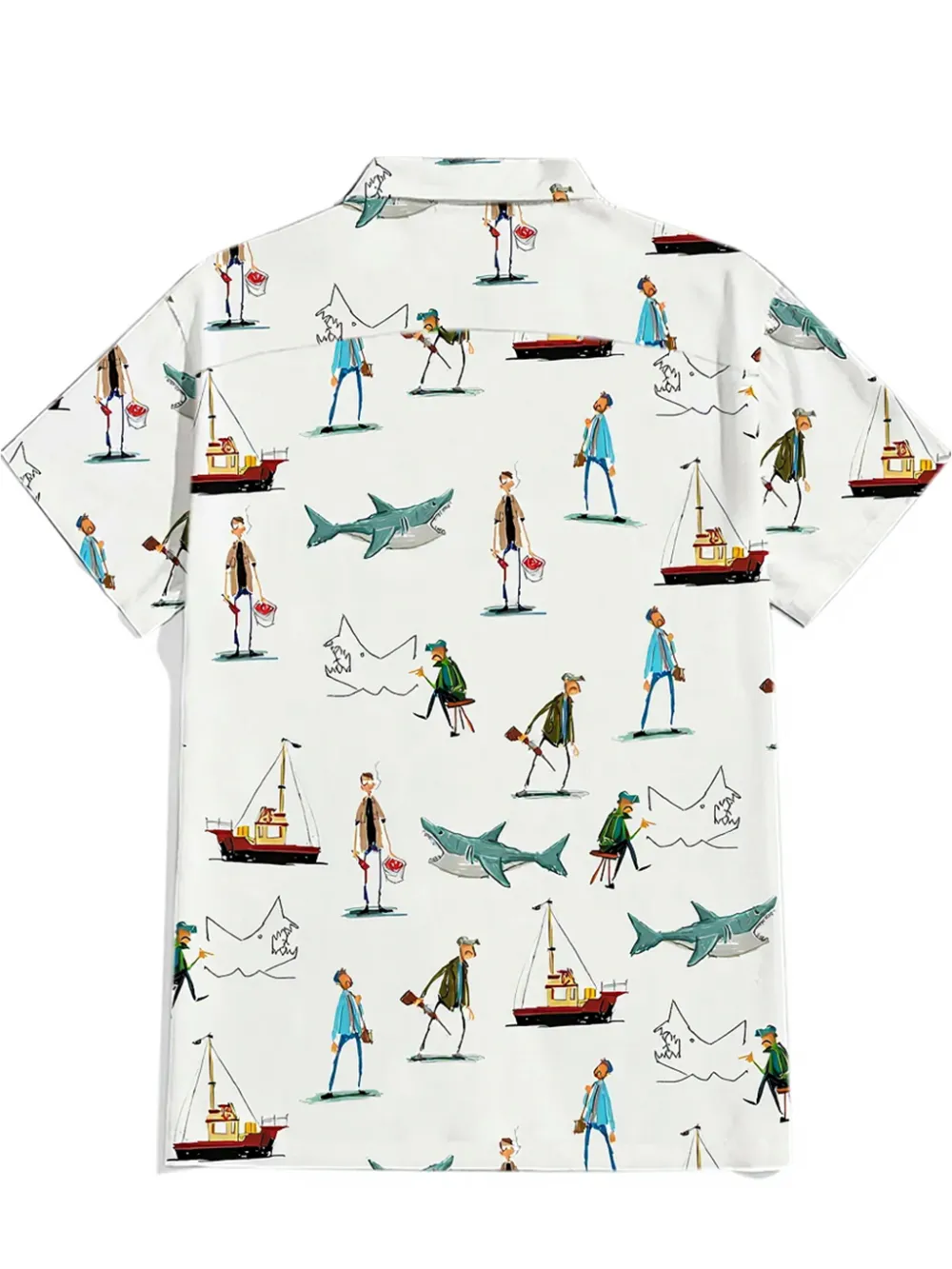 Shark Ship And People - 100% Cotton Shirt