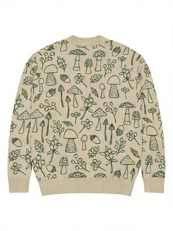Botanical Mushroom Button Cardigan