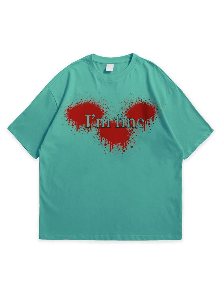Men'S Halloween I'M FINE Daily Leisure Round Neck  T-Shirt