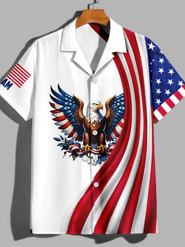Men's  250 Years Day Printed Casual Collar Shirt