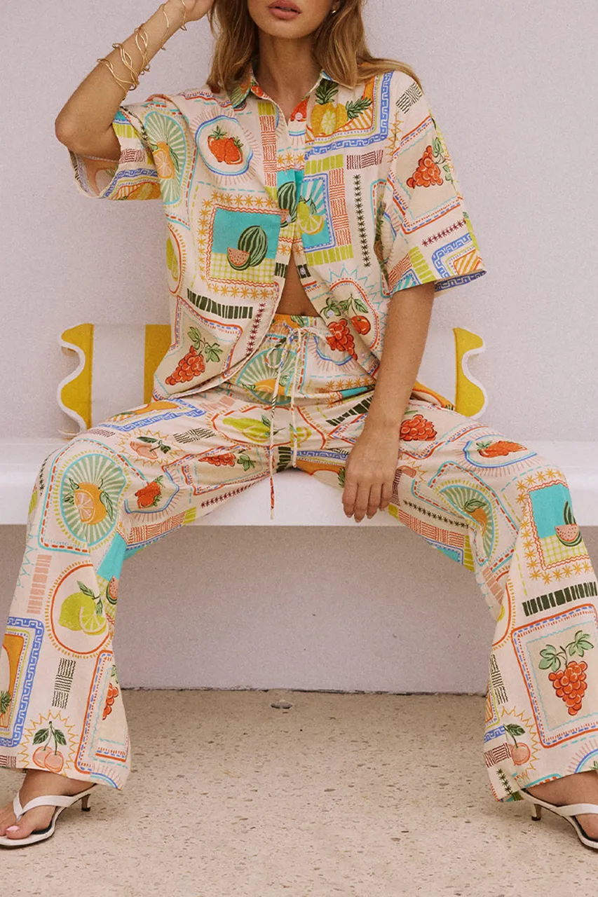 Geometric Print High Waisted Pants