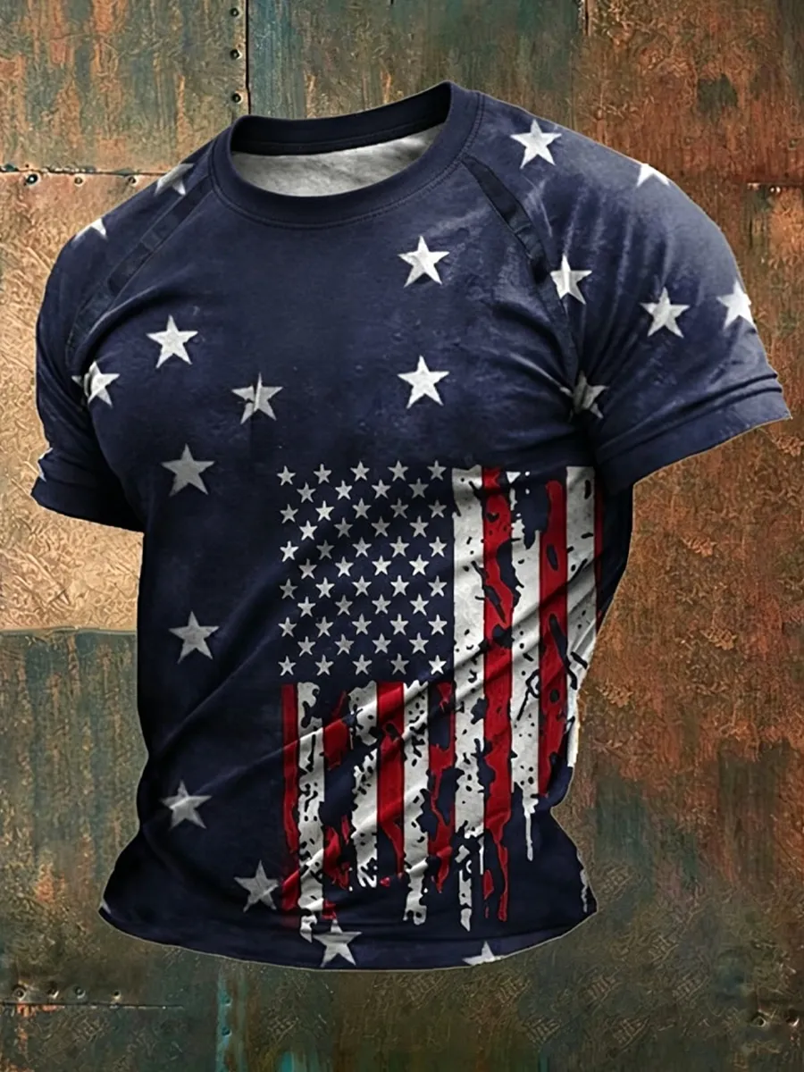 Men'S Casual Veteran Commemorative Print T-Shirt
