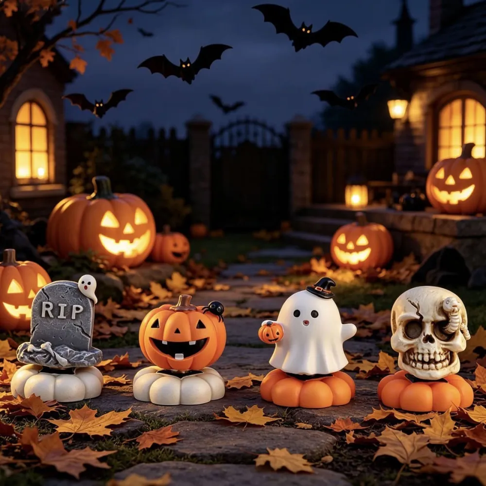 Halloween Ghost Pumpkin Skull Spinning Desktop Resin Ornament