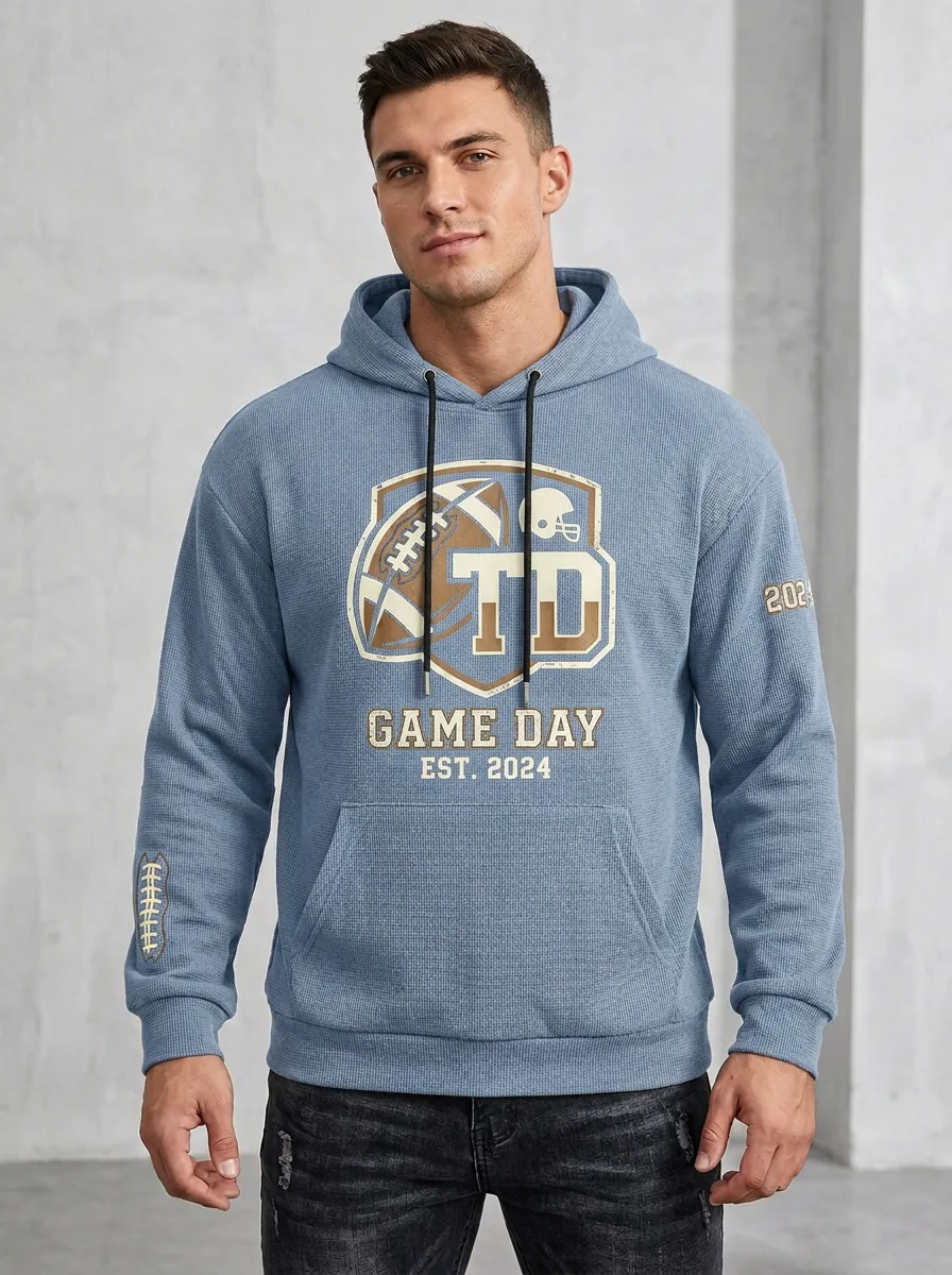 Men's Football Fan TD Game Day Waffle Hoodie