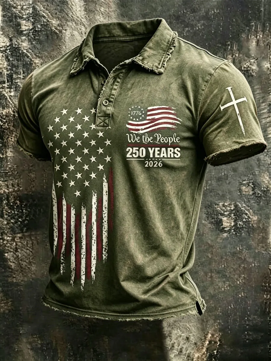 Men'S 250Th Anniversary Faith Printed Casual Polo Shirt