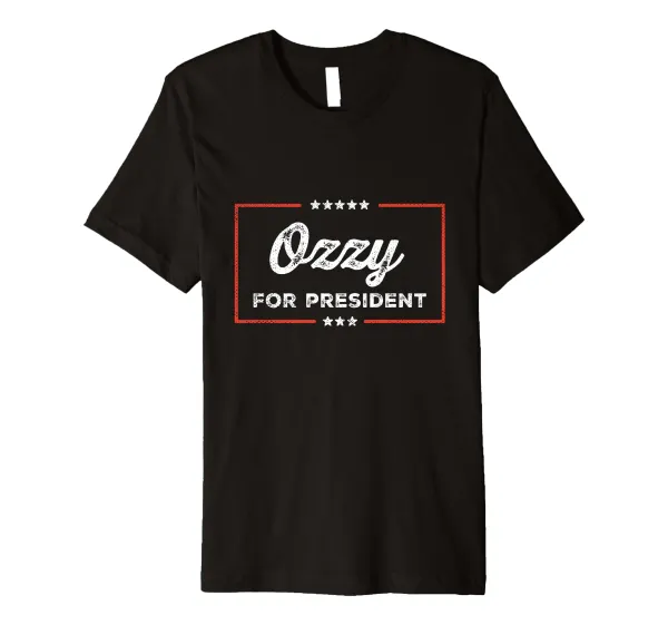 Ozzy For President Retro Humor T-Shirt Black Unisex-Adults Unisex-Kids Short Sleeve T-Shirt Small