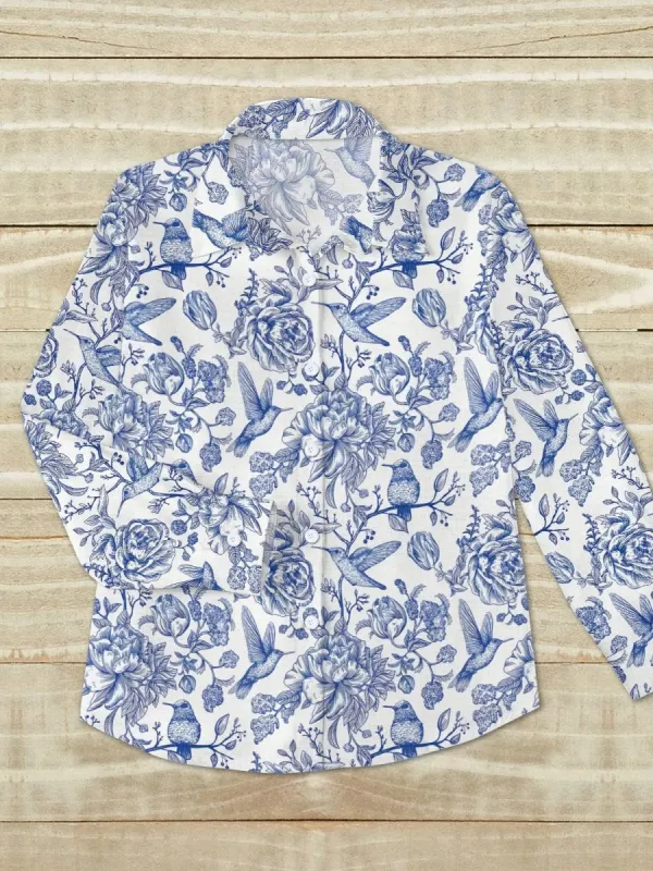 Vintage Floral and Bird Shirt