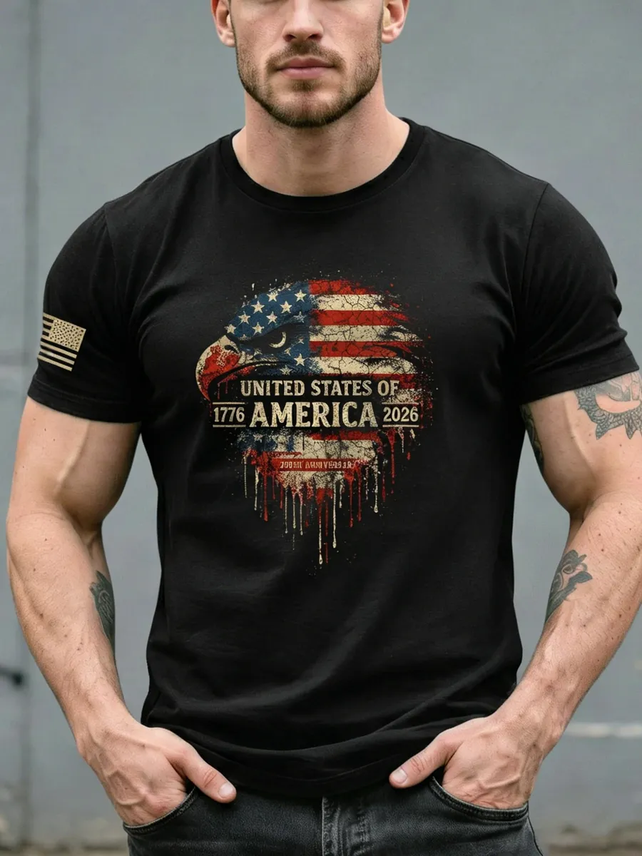 United States 250Th Birthday 1776-2026 T-Shirt – USA Flag & Eagle Freedom Patriotic Anniversary Tee