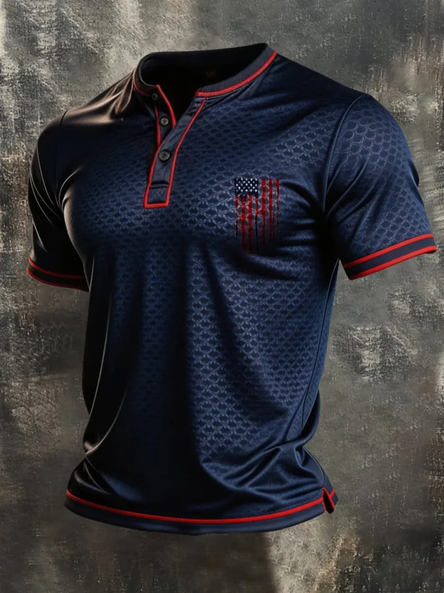 Men's 2026 USA 250th Anniversary Patriotic Printed Polo Shirt