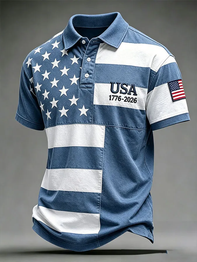 Men's America Flag Print Short Sleeve Top