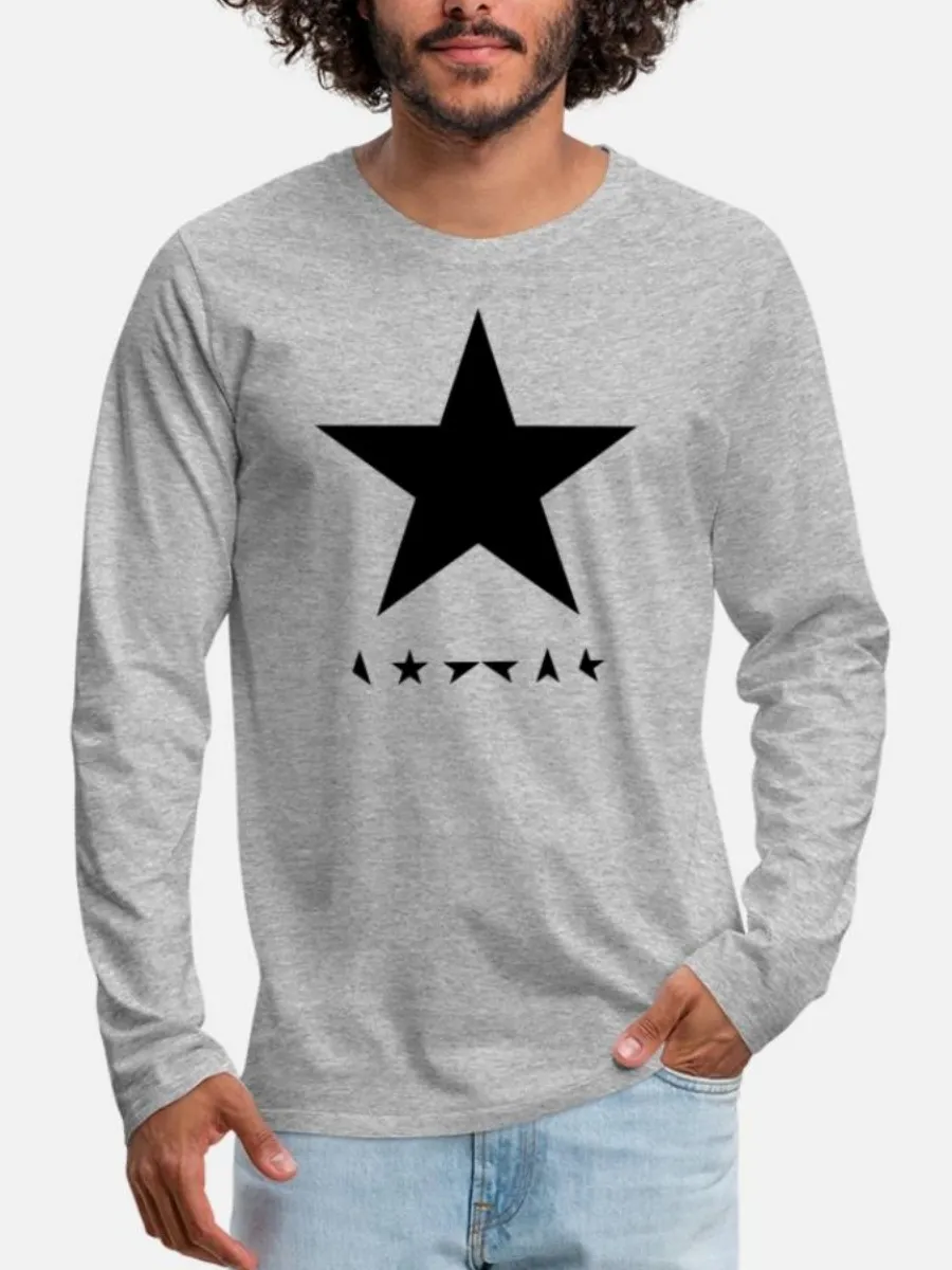 Men's Casual Long-Sleeved T-Shirt With Five-Pointed Star Prints