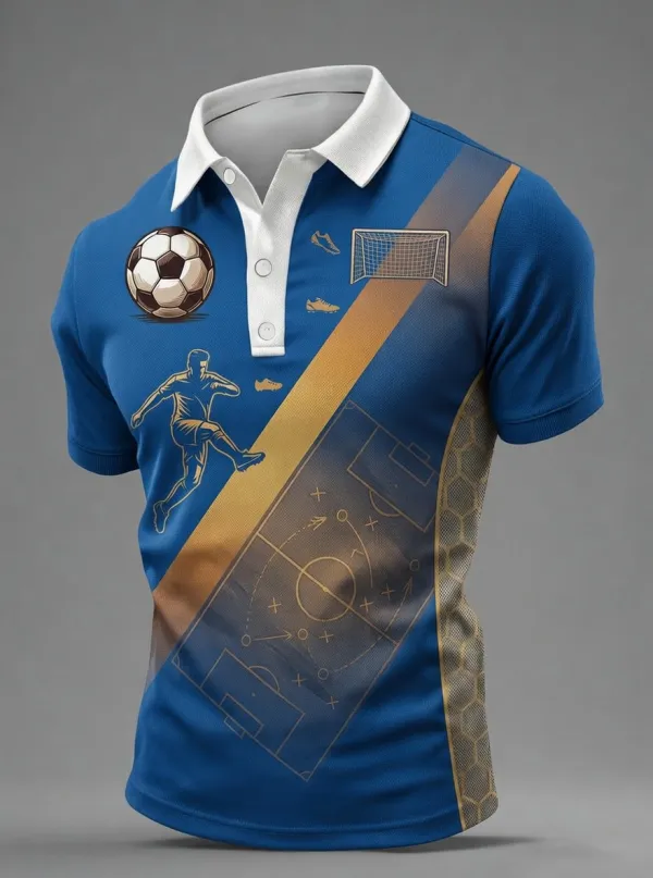Men's Soccer Fan Football Tactics Printed Polo Shirt