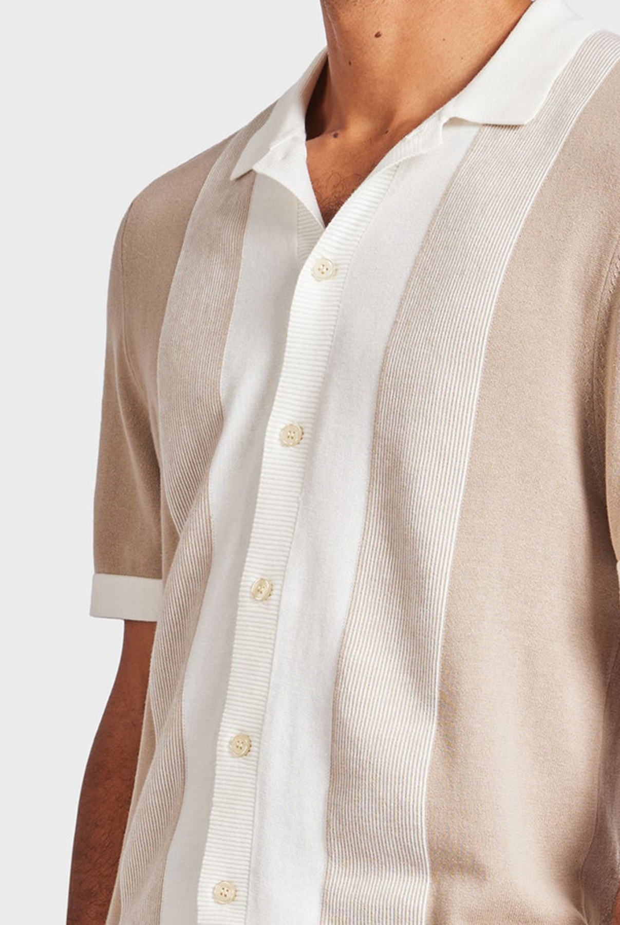 Jackson Stripe Knit SS Shirt-Oatmeal