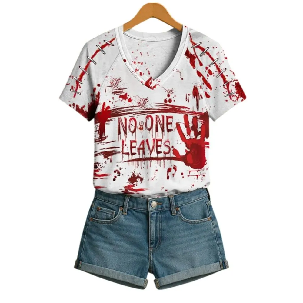 2025 Halloween Women’s Blood No One Leaves T-Shirt