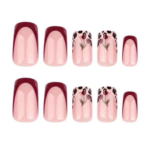 Nailhour 24Pcs Nude French Vintage Medium Almond Press On Nails