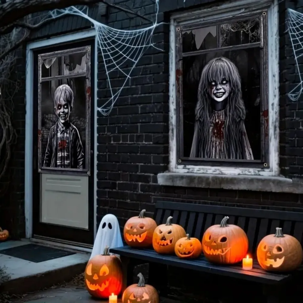 Halloween Horror-themed Window Decorations