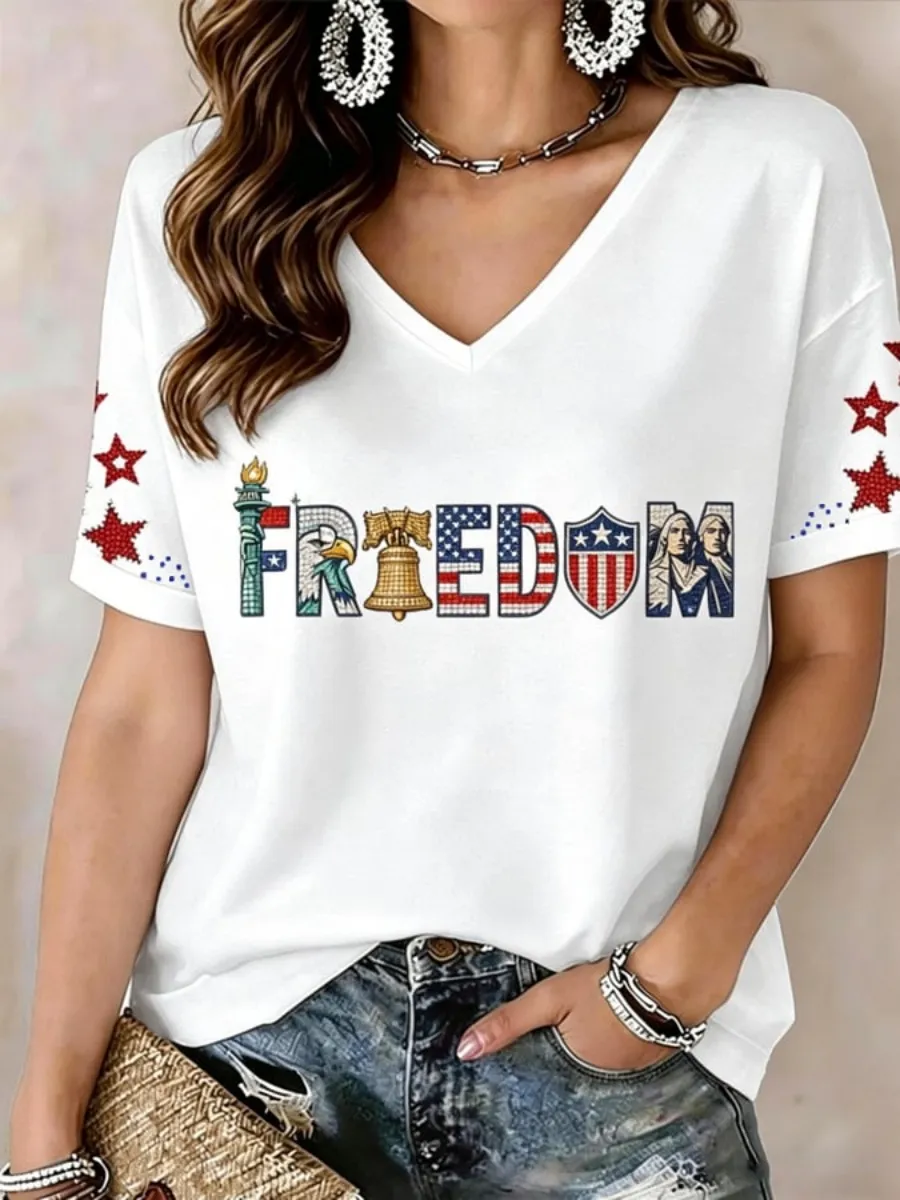 Women's 250 Freedom Print Casual T-Shirt