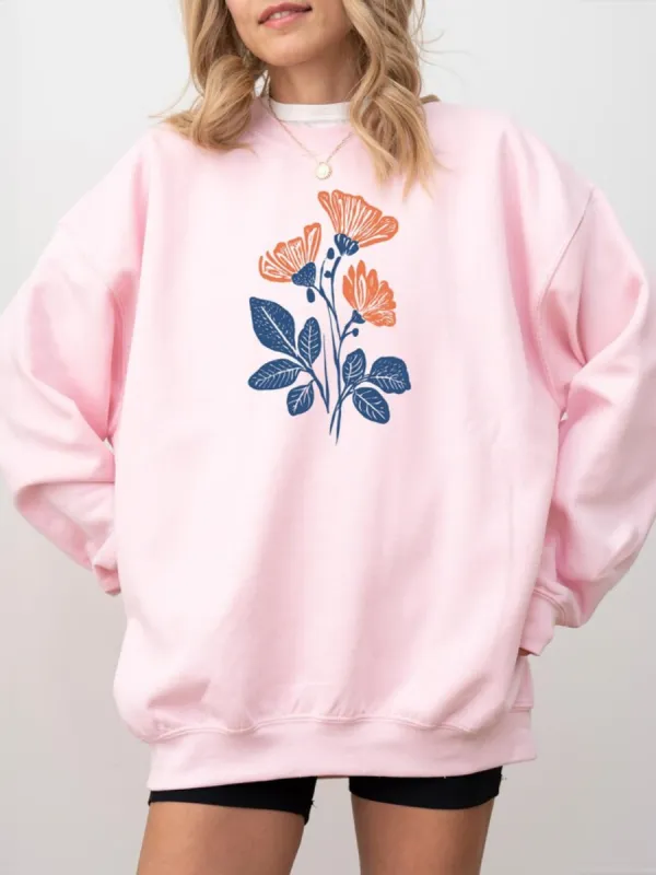 Floral Graphic Oversized Sweatshirt