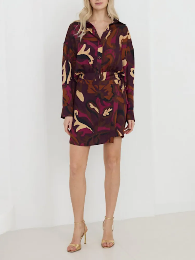 Casual Printed Half Button Dress