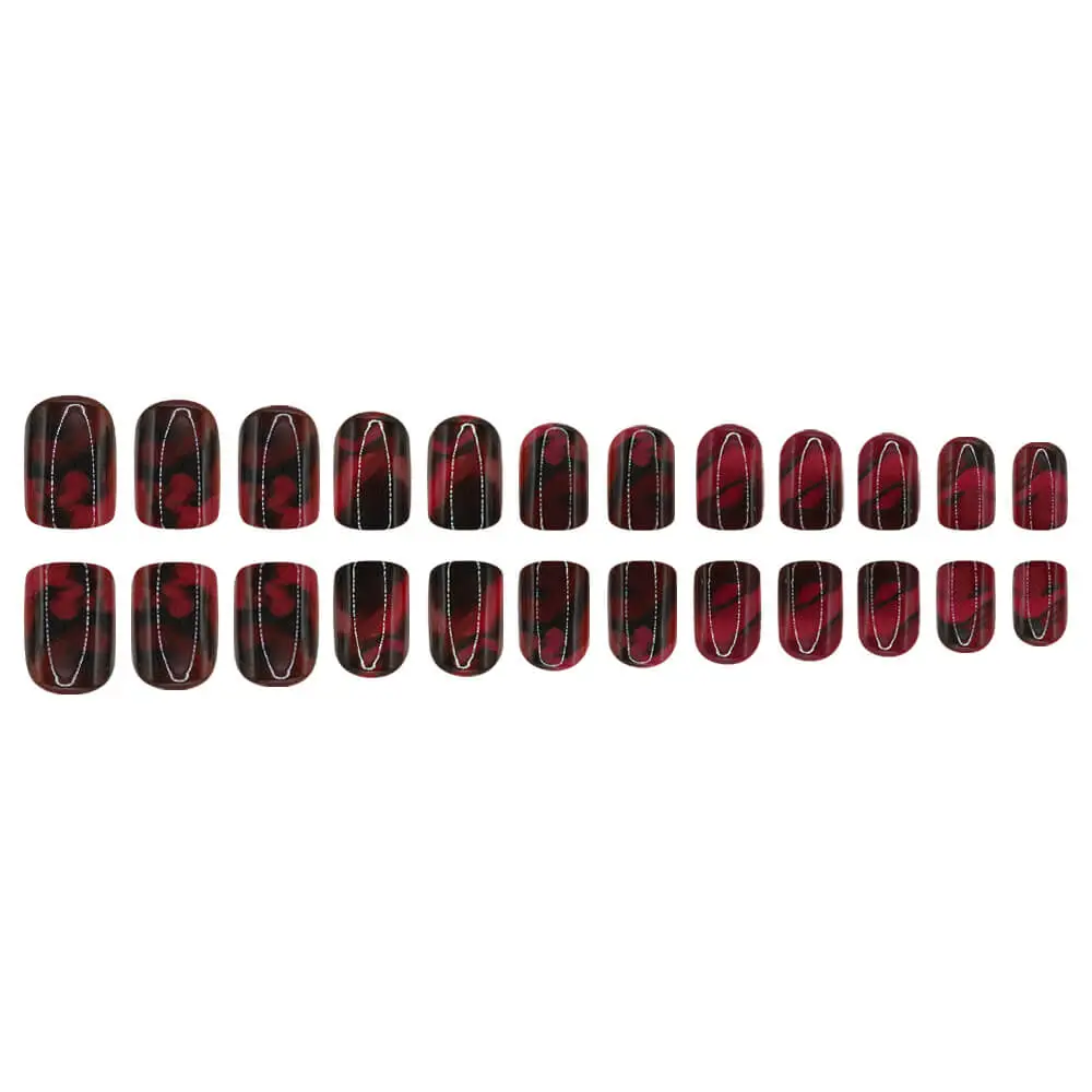 Nailhour 24Pcs Halloween Short Square Blood Amber Press On Nails
