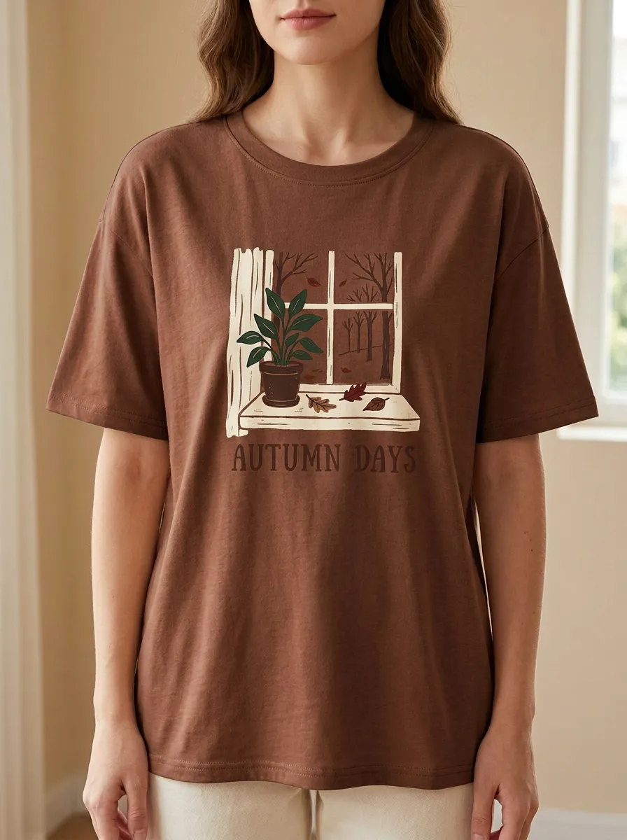 Window Plant Printed Women's Graphic T-Shirt