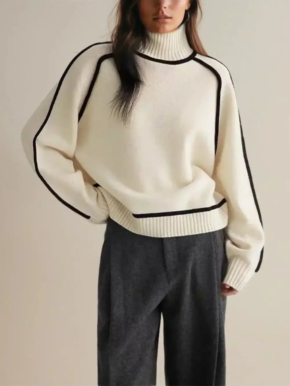 Oversized Turtleneck Knit Sweater