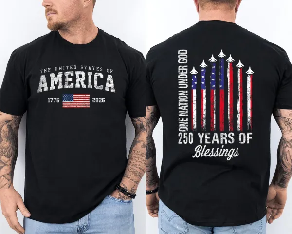 Men'S Casual American 1776-2026 Anniversary Printed Short Sleeved T-Shirt