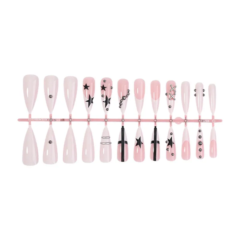 Nailhour 24Pcs Y2K Rhinestone Long Almond Press On Nails