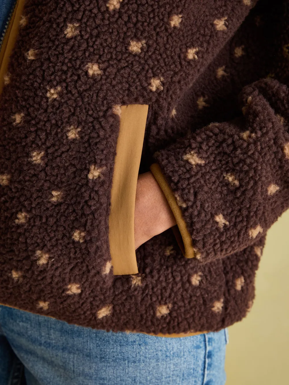 Chocolate Brown Spot Fleece Jacket