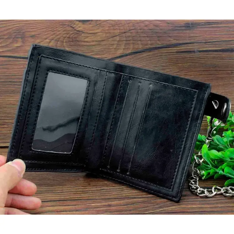 Black Punk Skulls Slim Fold Wallet