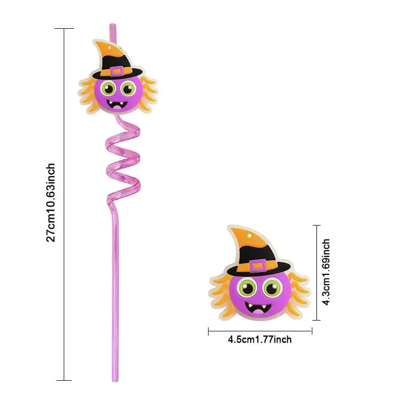 12Pcs Halloween Theme Night Light Decorative Straws