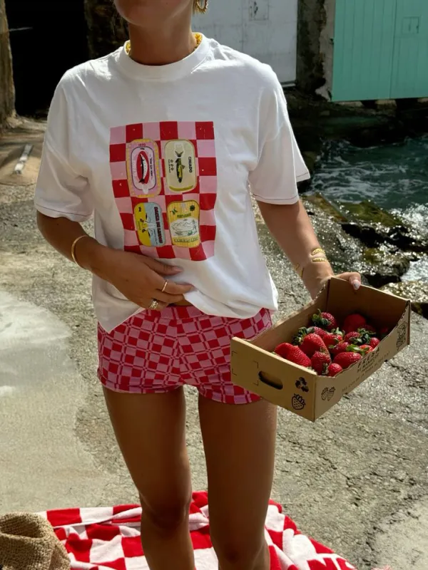 Checkered And Animal Print T-Shirt
