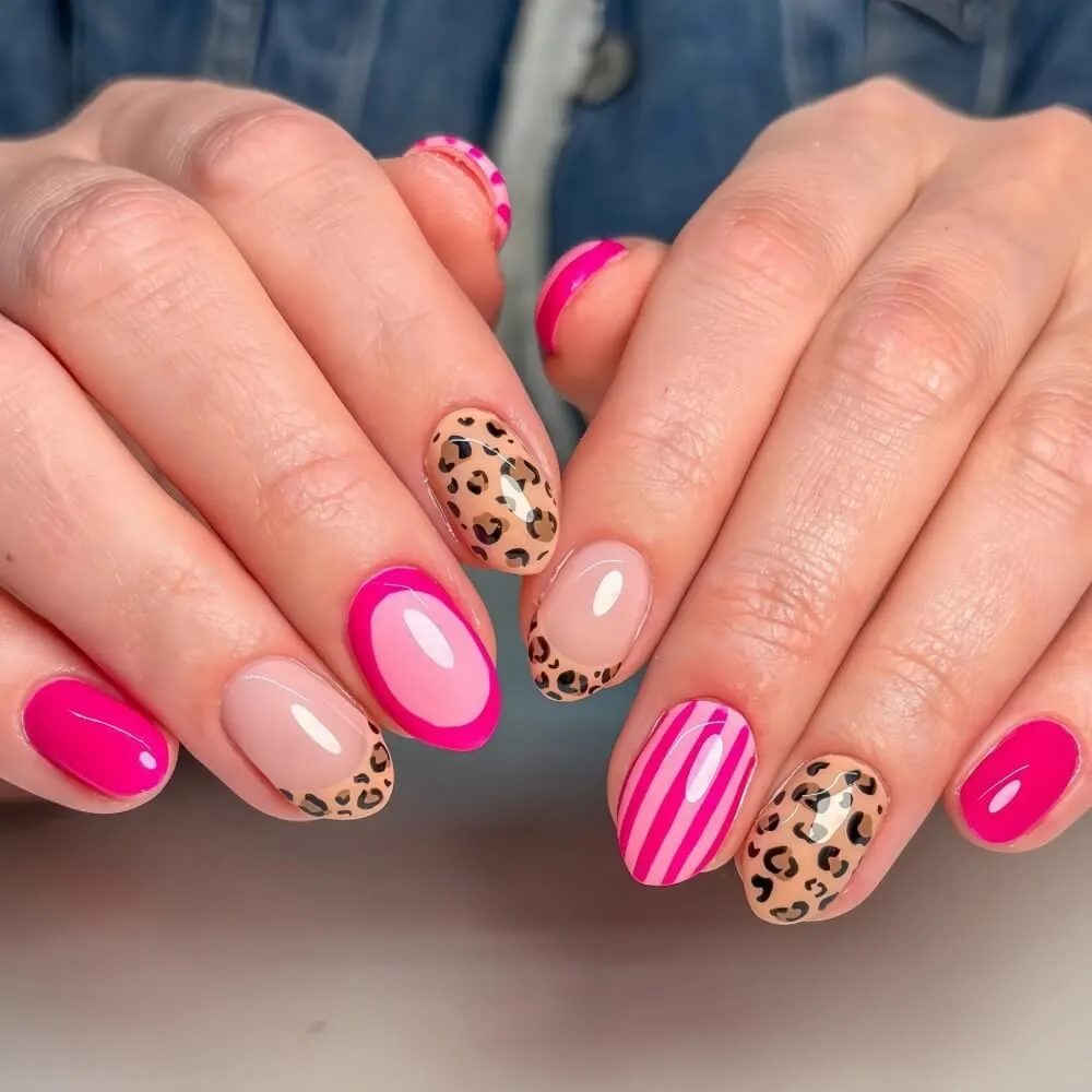Nailhour 24Pcs Autumn Multicolor Short Almond Press On Nails