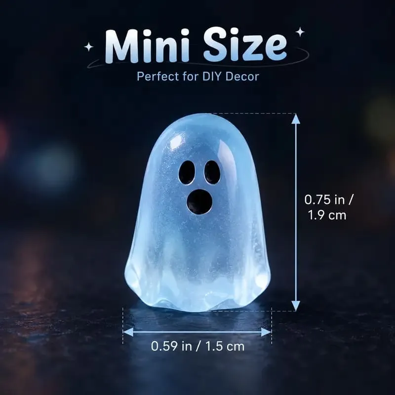 Halloween Gift Glow In Dark Cute Ghost Resin Bead Set Random Pattern Luminous Decorative Charms