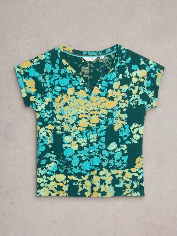 Notch Neck Print T-Shirt