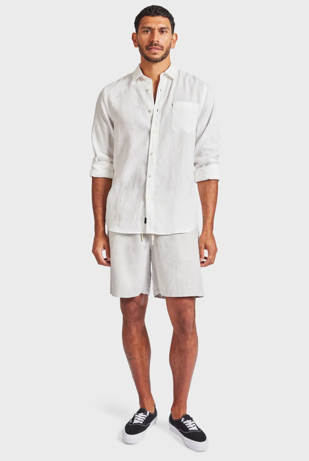 Ice Gray Linen Loose Fit Short