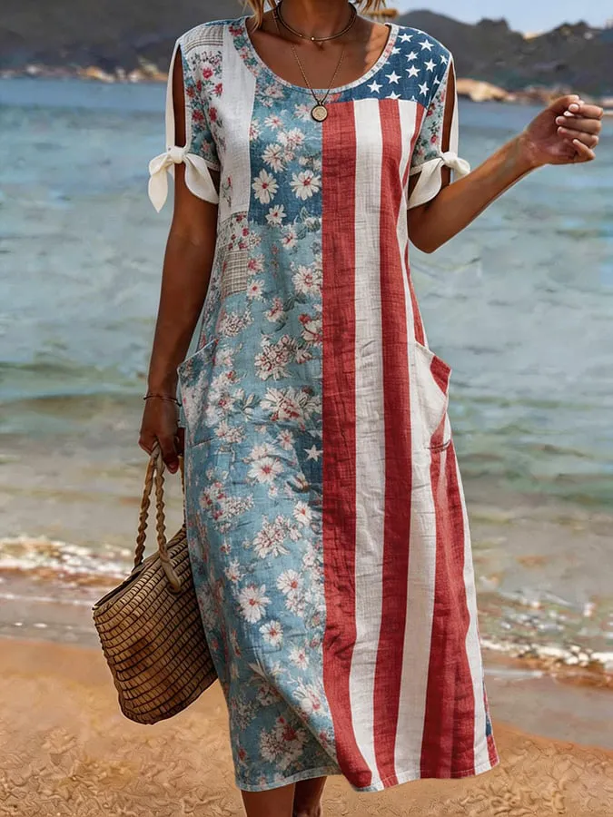 Women'S Casual Color-Block Printed Dress  Women'S Casual Color-Block Printed Dress