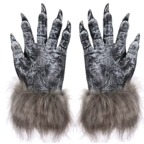 Party Wolf Gloves Plush Latex Werewolf