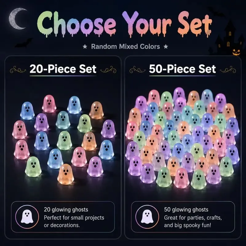 Halloween Gift Glow In Dark Cute Ghost Resin Bead Set Random Pattern Luminous Decorative Charms