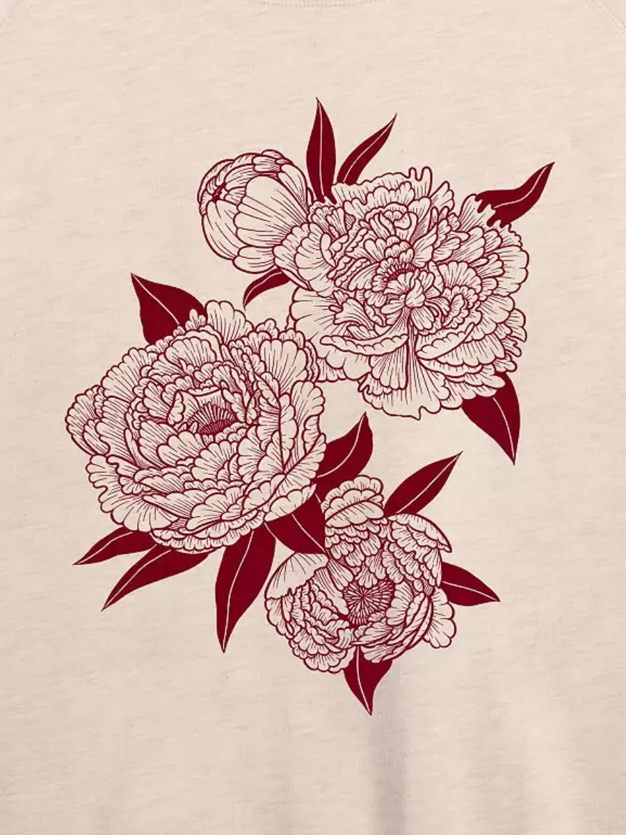 Casual Peony Prined T-Shirt