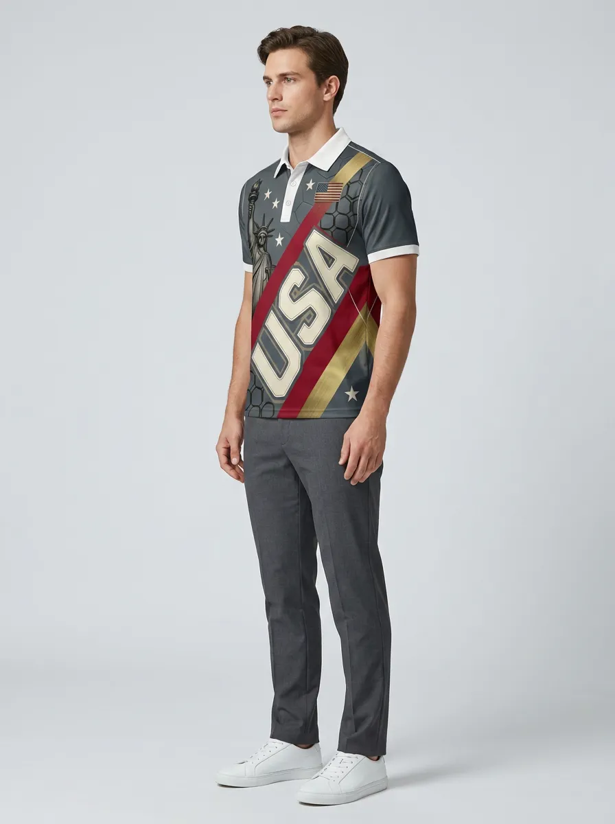Men's USA Soccer Fan Printed polo shirt