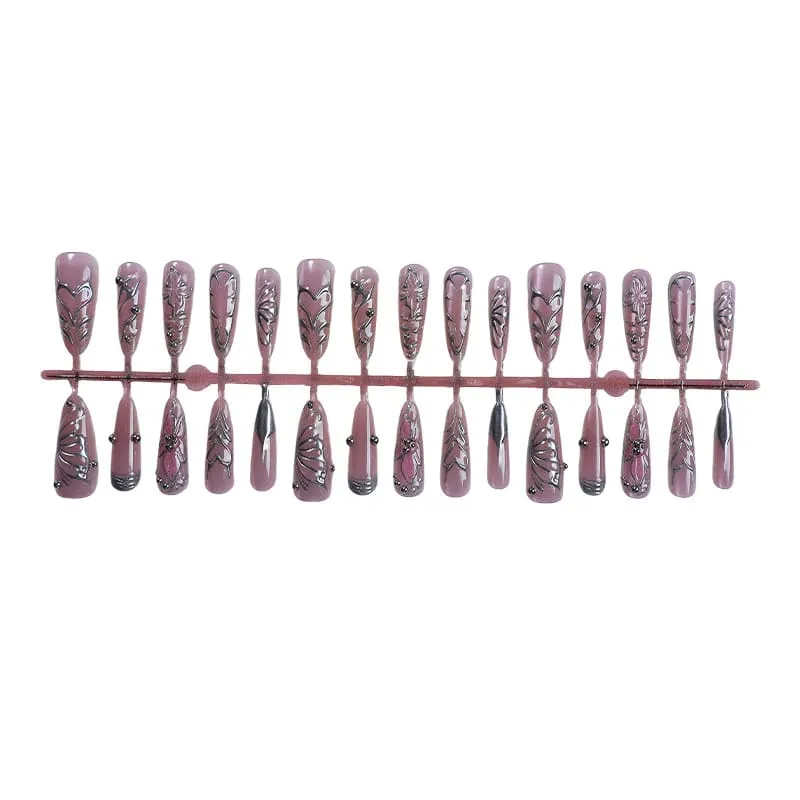 Nailhour 30Pcs Cat Eye 3D Long Stiletto French Press On Nails