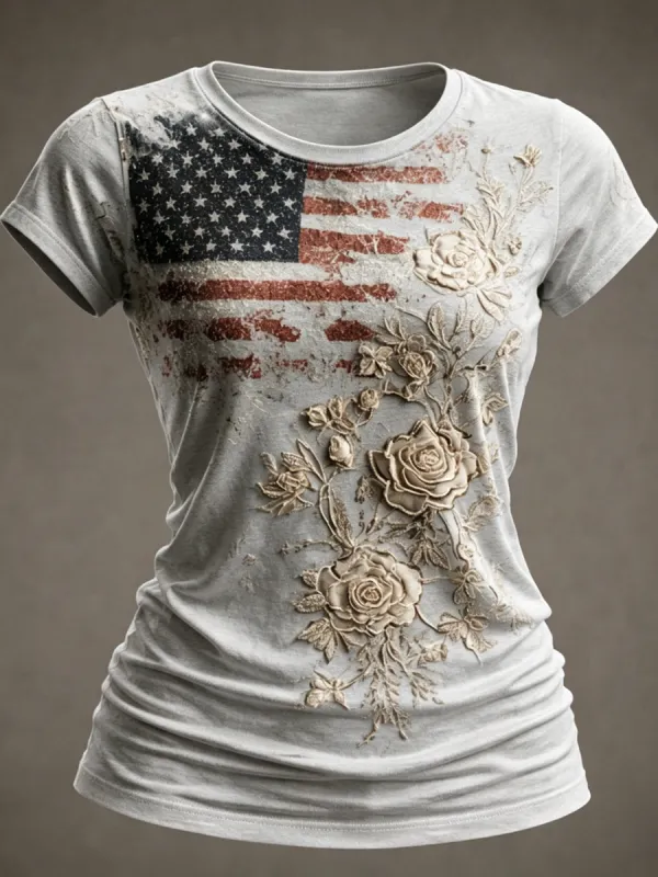 Women's USA 1776-2026 Print Casual T-Shirt