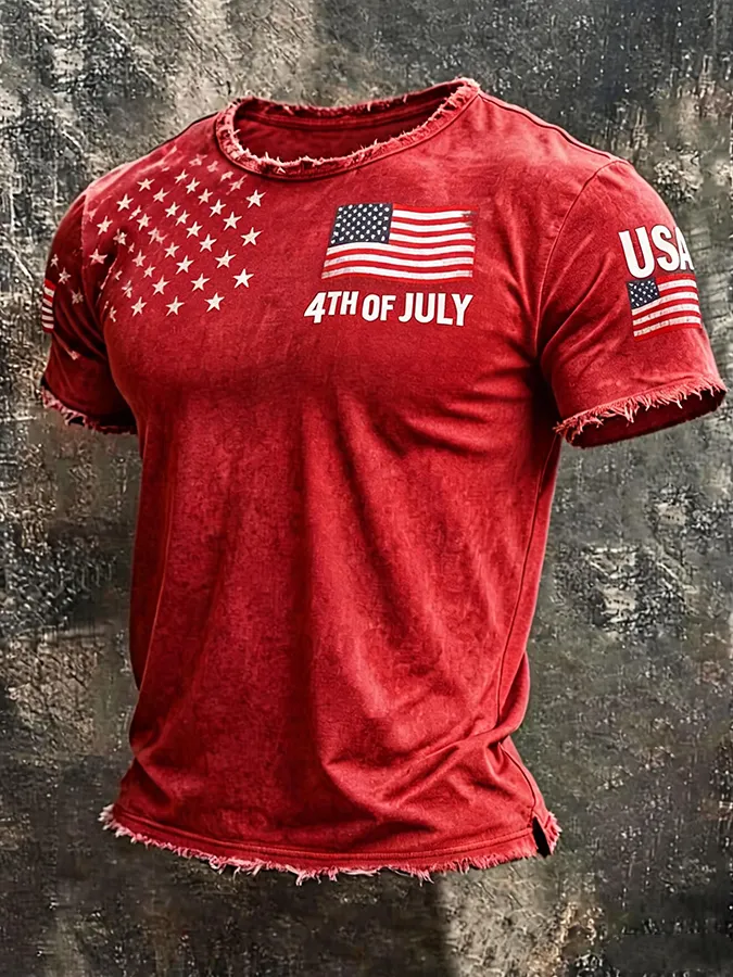 Men'S America Flag Printed Casual T-Shirt