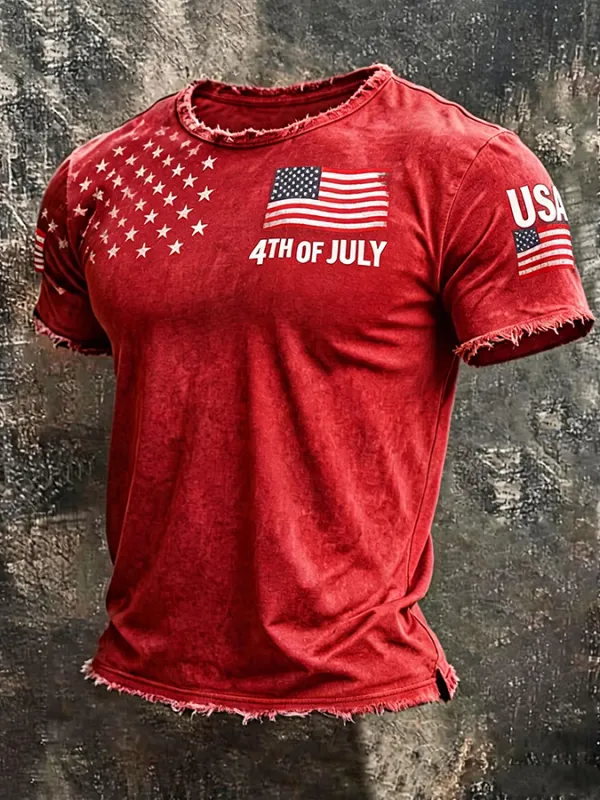 Men'S America Flag Printed Casual T-Shirt