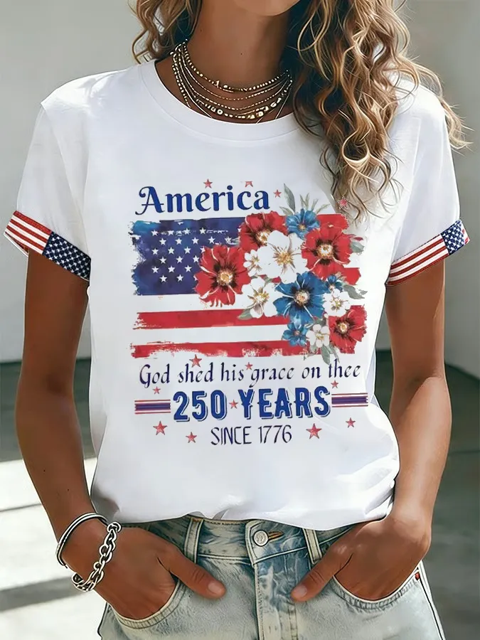 Women's 250th Anniversary of the United States Printed T-shirt