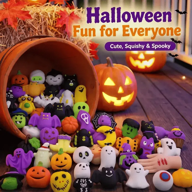 30/60/90/180Pcs Halloween Squishies Stress Relief Toy Set