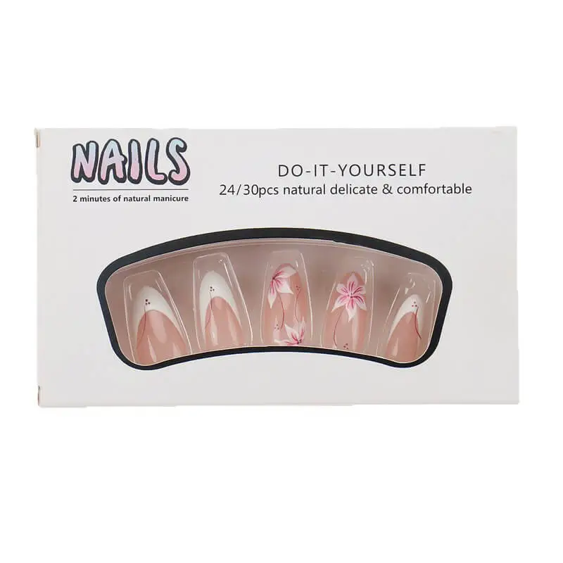 Nailhour 30Pcs French Medium Almond Press On Nails