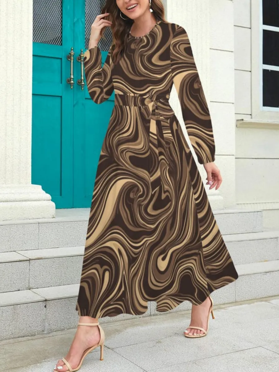 Art Swirl Printed Casual Dress