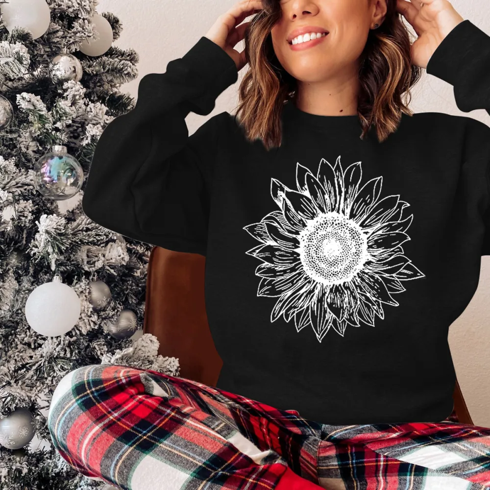 Sunflower Patterned Casual Sweatshirts